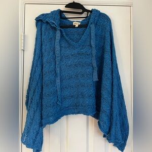 POL Women's Textured Blue V-Neck Sweater